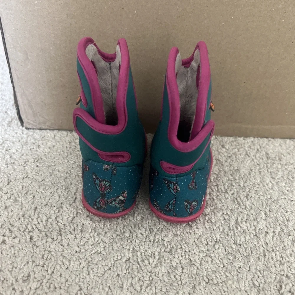 Bogs‎ Baby butterfly Waterproof Faux Fur Lined Rain/Snow Boots Size 6
